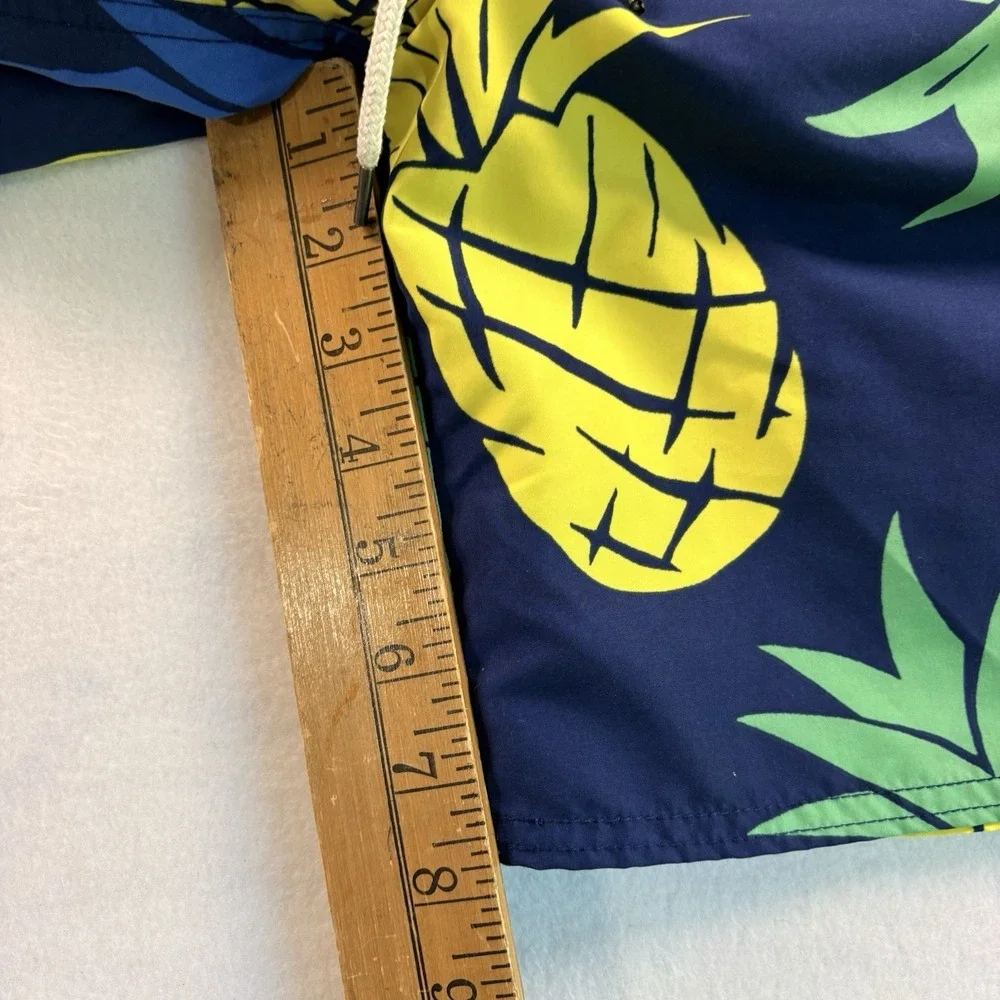 Polo Ralph Lauren Swim Trunks Mens Large Navy Blue Pineapple Print Mesh Lined